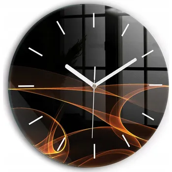 Hodiny Ozdobné nástěnné hodiny s krásnou grafikou Oranžové linie kulatý průměr 30 cm