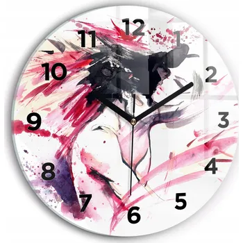 Hodiny Moderní skleněné nástěnné hodiny s potiskem Abstrakce milenců průměr 30 cm