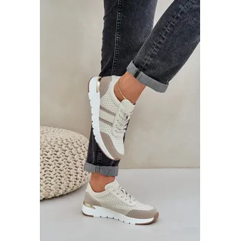 Dámské tenisky Dámské kožené tenisky na platformě Gatira Barva: Béžová, Velikost: 36