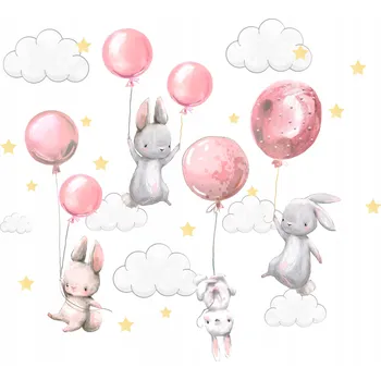 Samolepící dekorace Samolepky na zeď Králíčci s balónky pro děti 100 3