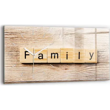 Hodiny Nástěnné hodiny kulatý dekorativní klasické kuchyňské 60x30 cm Nápis rodina