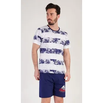 Pánské pyžamo Tmavě modré krátké pánské pyžamo Hawaii