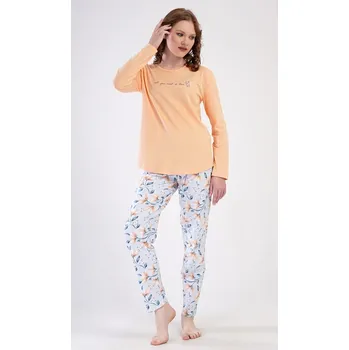 Dámské noční prádlo Dámské pyžamo dlouhé Karolína - meruňková - XXL