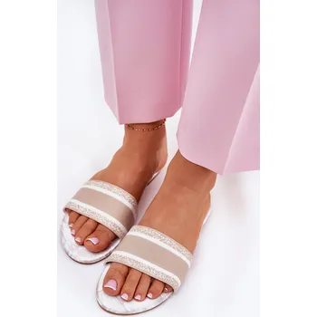 Dámské pantofle Vzory Ploché Sandály Dámské Leysi Barva: Béžová, Velikost: 41
