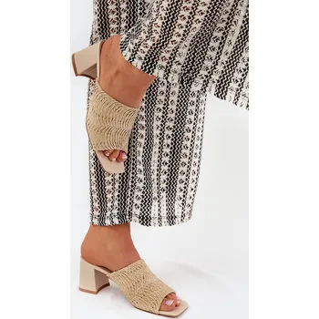 Dámské pantofle Dámské Pantofle S Pletením Na Podpatku Ciariloria Barva: Béžová, Velikost: 39