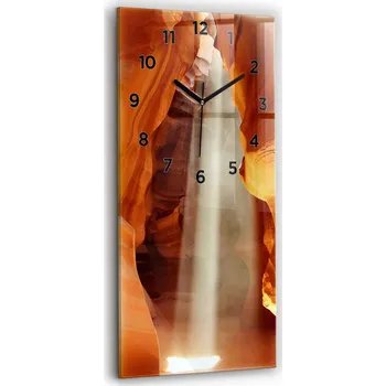 Hodiny Velké nástěnné hodiny z tvrzeného skla s grafikou Tichý kaňon v poušti 30x60 cm