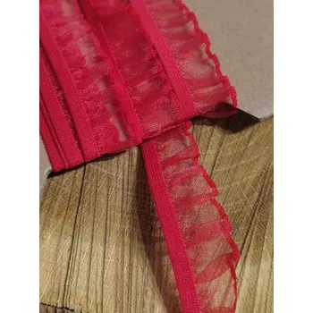 Textilní guma Pruženka s volánkem šíře 17 mm barva červená