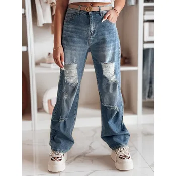 Dámské džíny Dámské džíny wide leg s dírami DEMARIP UY2486 Barva: Nebeská, Velikost: XL