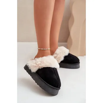 Dámské pantofle Dámské Sněhové Pantofle Na Silné Podešvi S Kožíškem Doriola Barva: Černá, Velikost: 41