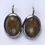 Stříbrné náušnice přírodní sluneční kámen - NK1454 (Stříbrné náušnice s nefritem 14x10 mm)