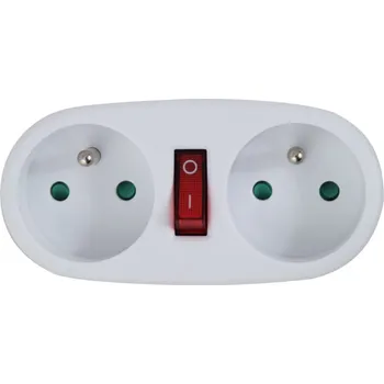 Elektrická zásuvka Rozbočovací zásuvka s přepínačem 2x 240V 16A, bílá Esperanza ELK306W
