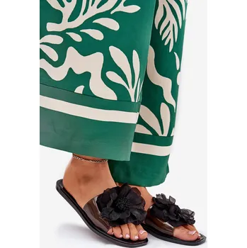 Dámské pantofle Průhledné Ploché Dámské Pantofle Se Syntetickým Květinou Nuda Vobetta Barva: Černá, Velikost: 41