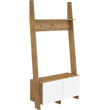 Obývací stěna ArtCross Věšáková stěna RACK | 10 Barva: dub burgund/bílá lesk