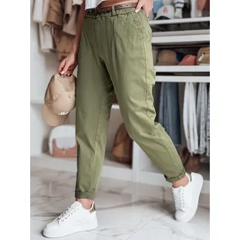 Dámské kalhoty Dámské kalhoty chino střih s páskem RELCIX UY2581 Barva: Khaki, Velikost: M