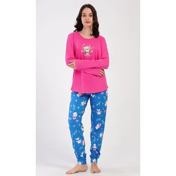 Dámské pyžamo Dámské pyžamo dlouhé Méďa I love you - tmavě růžová - L