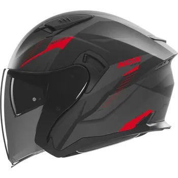 Helma na motorku Přilba N130 Myst, NOX (černá matná, červená) 2025 XL