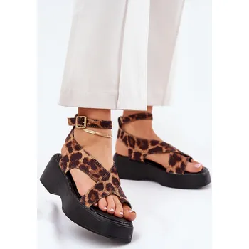 Dámské sandále Dámské Sandály Na Platformě A Klínu Eko Kůže Tenzorus Barva: Béžová, Velikost: 37