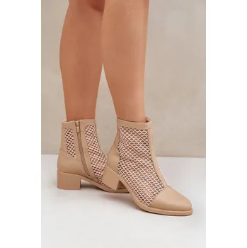 Dámské kozačky Dámské Botky Na Podpatku Lithyia Barva: Béžová, Velikost: 38