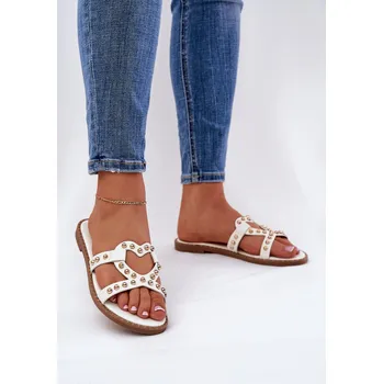 Dámské pantofle Zdobené Ploché Sandály Dámské Adivrae Barva: Bílá, Velikost: 41