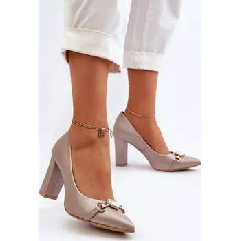 Dámské lodičky Zazoo 2453/OS Velurové lodičky na podpatku se srdcem cappuccino Barva: Růžová, Velikost: 41