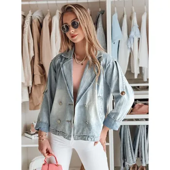 Dámský bomber Dámská bunda džínová oversize OVERSOLI TY4904 Barva: Nebeská, Velikost: S/M