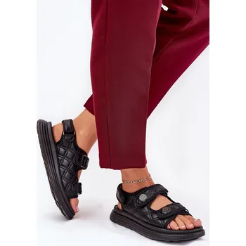 Dámské sandále Dámské sandály s ozdobnými detaily na suchý zip Zoliner Barva: Černá, Velikost: 40