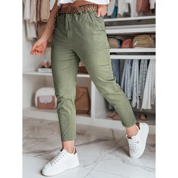 Dámské kalhoty Dámské kalhoty casuals páskem MADELINA UY2627 Barva: Khaki, Velikost: L