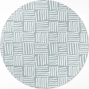 Koberec Vinylový Kulatý Koberec s potiskem fi 80 cm Boho pletenina, minimalistický vzor