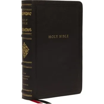 NKJV Large Print Reference Bible, Black Leathersoft, Red Letter, Comfort Print, Thumb Indexed (Sovereign Collection) - Thomas Nelson