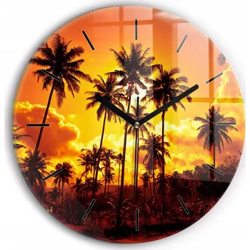 Hodiny Moderní skleněné nástěnné hodiny Thajsko pláž Klong Prao kulatý průměr 30 cm