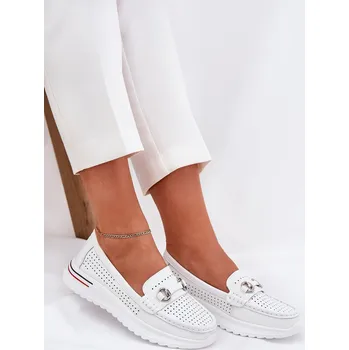 Dámské lodičky Děrované baleríny z přírodní kůže Vinceza 95331 Barva: Bílá, Velikost: 37