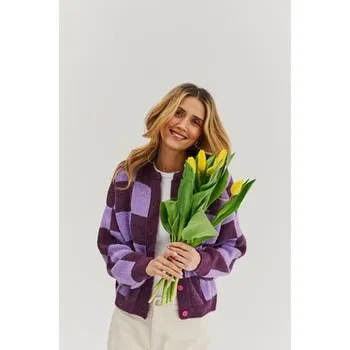 Dámské oblečení NAOKO Kardigan Crush the Limits Fialová Regular Fit L_XL