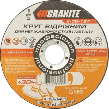 Řezný kotouč Kotouč řezný na kov a nerez 125*2,0*22,2 mm PROFI +30 GRANITE