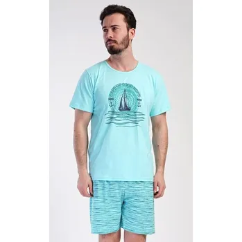 Trendy pánské pyžamo Jachting v mentolové barvě