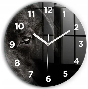 Hodiny Moderní skleněné nástěnné hodiny Pes a skotská kočka bílé ručičky průměr 60 cm