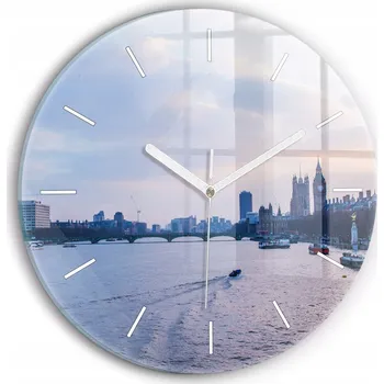Hodiny Dekorativní nástěnné hodiny s krásnou grafikou London Eye panorama města fi30 cm