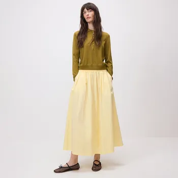 Dámská sukně Reserved - Midi sukně s vysokým podílem bavlny - světle žlutá - 103GL-10X - 103GL-10X-M