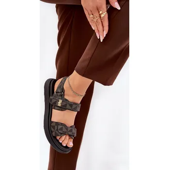 Dámské sandále Materiálové dámské sandály na platformě - Leriot Barva: Béžová, Velikost: 38