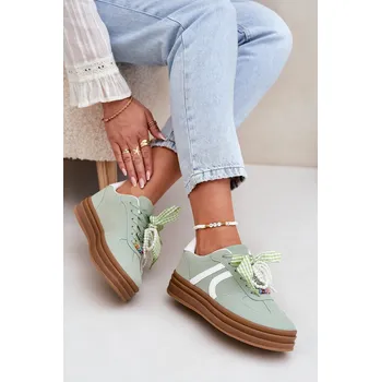 Dámské tenisky Dámské Tenisky Na Platformě S Ozdobami Vinness Barva: Zelená, Velikost: 37