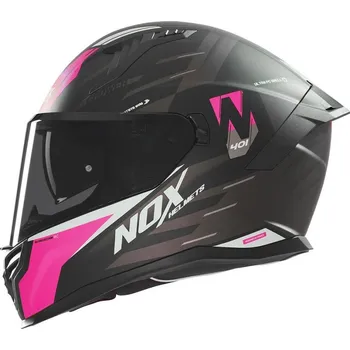 Helma na motorku Přilba N401 Crower, NOX (černá matná, růžová) 2025 L