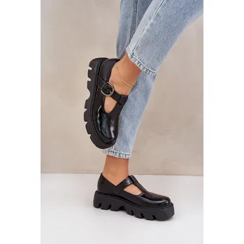 Dámské polobotky Kožené Polobotky S Přezkou Zazoo 20183 Barva: Černá, Velikost: 38