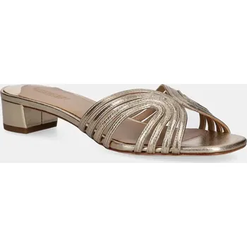 Dámské pantofle Kožené pantofle Lauren Ralph Lauren Fay Mtstrp dámské, zlatá barva, na podpatku, 802966855001 802966855001.040 GLD, EUR 36
