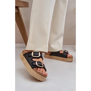 Dámská obuv Sandály S Pletením A Sponami Na Masivní Platformě Aralissea Barva: Černá, Velikost: 40