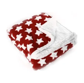 B.E.S. - Petrovice, s.r.o. Deka s beránkem Wish mikroflanel dárkové balení - červená s hvězdičkami Rozměr: 130x160