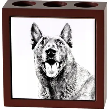 Malinois Belgický ovčák - stojan na tužky se psem, organizér na stůl