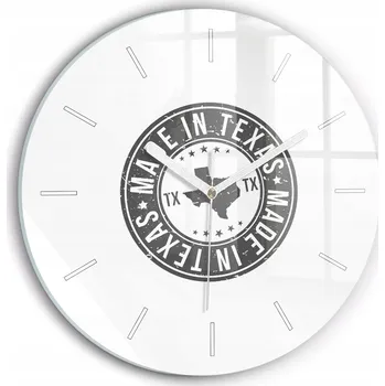 Hodiny Čtvercové Skleněné Nástěnné Hodiny do Kanceláře s Motivem Texas, průměr 30 cm