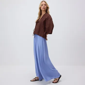 Dámské kalhoty Reserved - Kalhoty palazzo - bleděmodrá - 1044P-05X - 1044P-05X-M