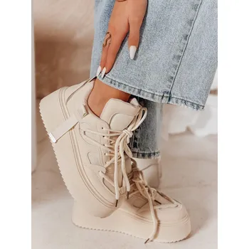 Dámské tenisky Dámské tenisky na vysoké platformě UPSOLE panter ZY0802 Barva: Béžová, Velikost: 38