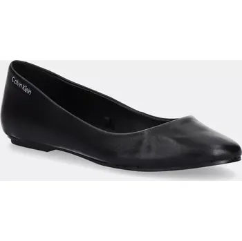 Dámské baleríny Kožené baleríny Calvin Klein FLAT MARY JANE - LTH černá barva, HW0HW02341 99X, EUR 36