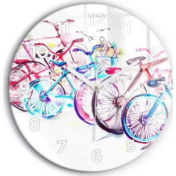 Hodiny Foto hodiny nástěnné Barevná městská kola bílé ručičky kulatý průměr 60 cm